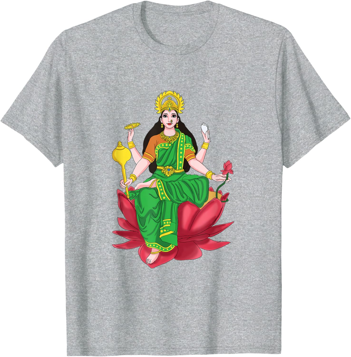 Laxmi Mata Diwali T-Shirt with Lotus Illustration for Pooja Celebrations - 22