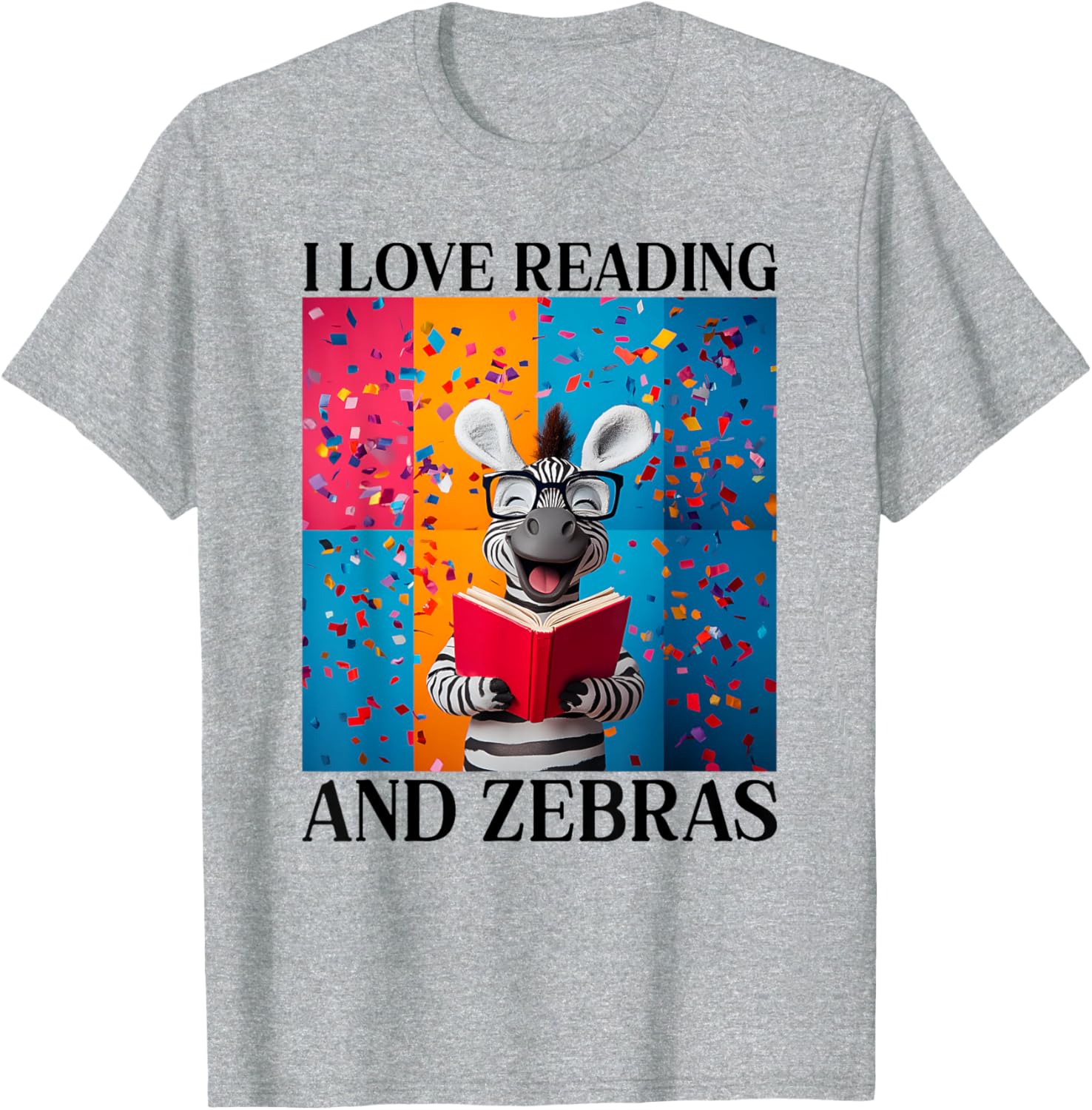 Cute Zebra Reading T-Shirt for Book Lovers - Love Reading Apparel - 2
