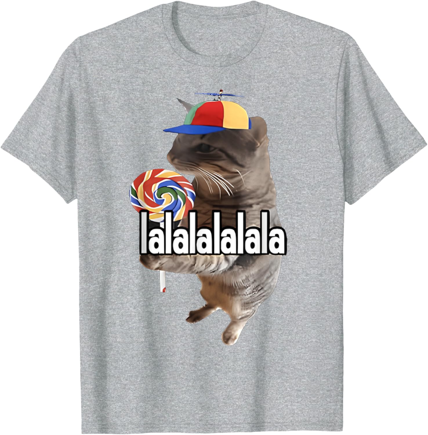 Silly Cat with Lollipop Funny Meme T-Shirt for Men, Women, Kids - 28