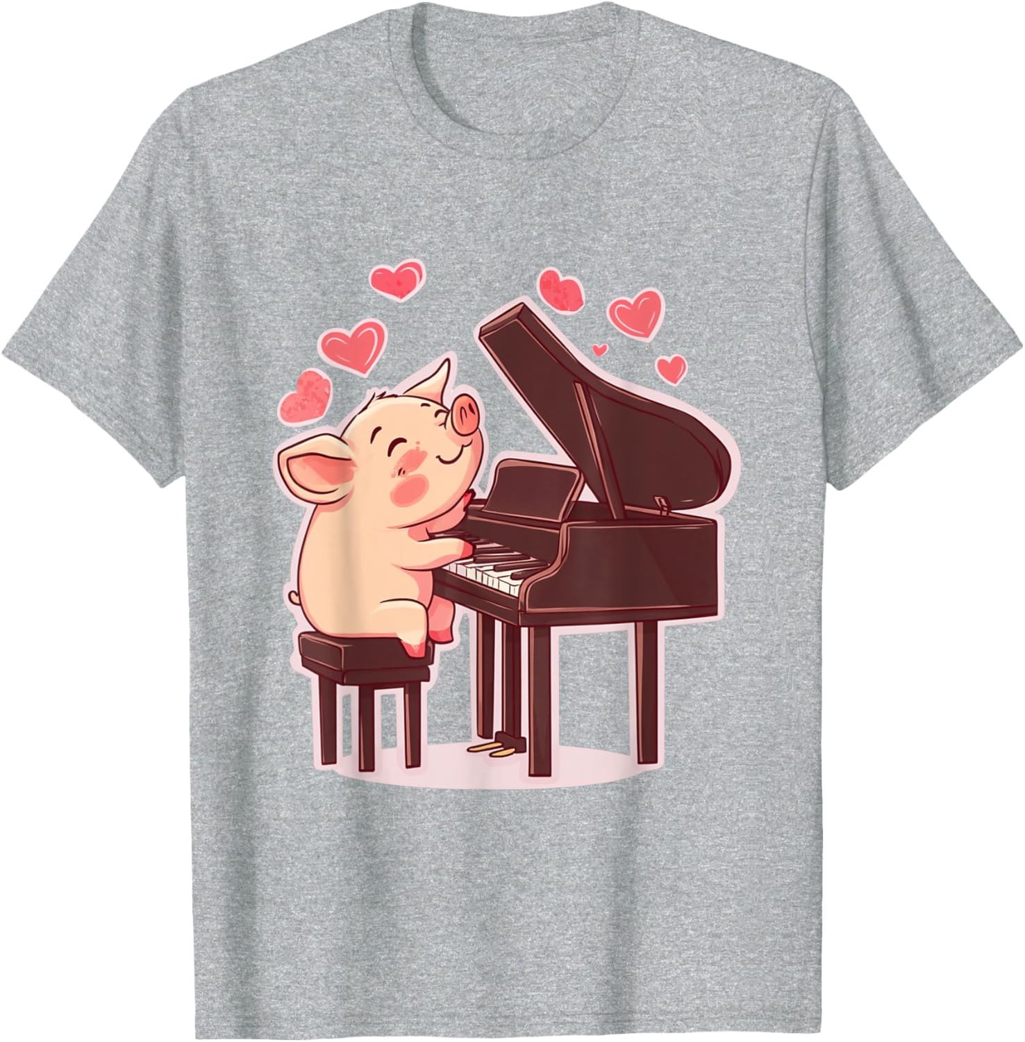 Funny Pig Playing Piano Valentine's Day T-Shirt for Animal Lovers - 5
