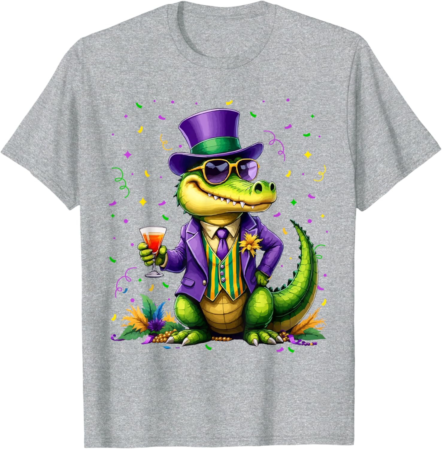 Mardigator Alligator Costume T-Shirt for Mardi Gras Fun Unisex Apparel - 7