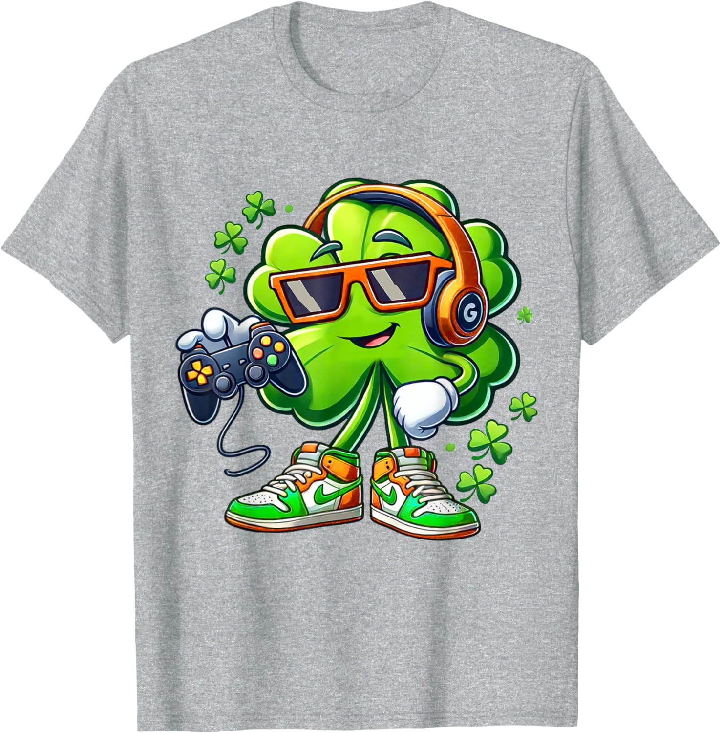 Funny St Patricks Day Gamer T-Shirt for Boys with Shamrock Design - 24