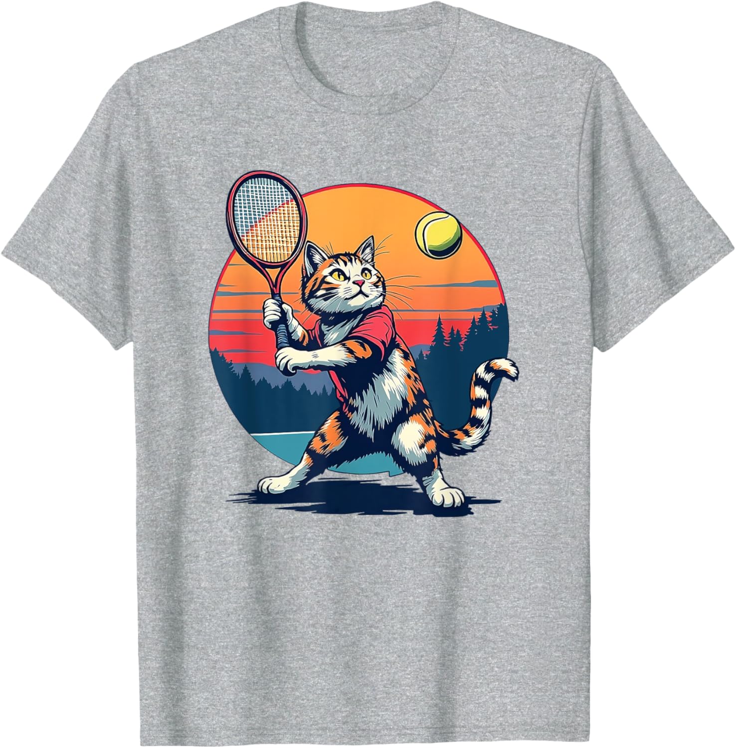 Funny Cat Playing Tennis T-Shirt for Cat Lovers - Unisex Apparel - 6