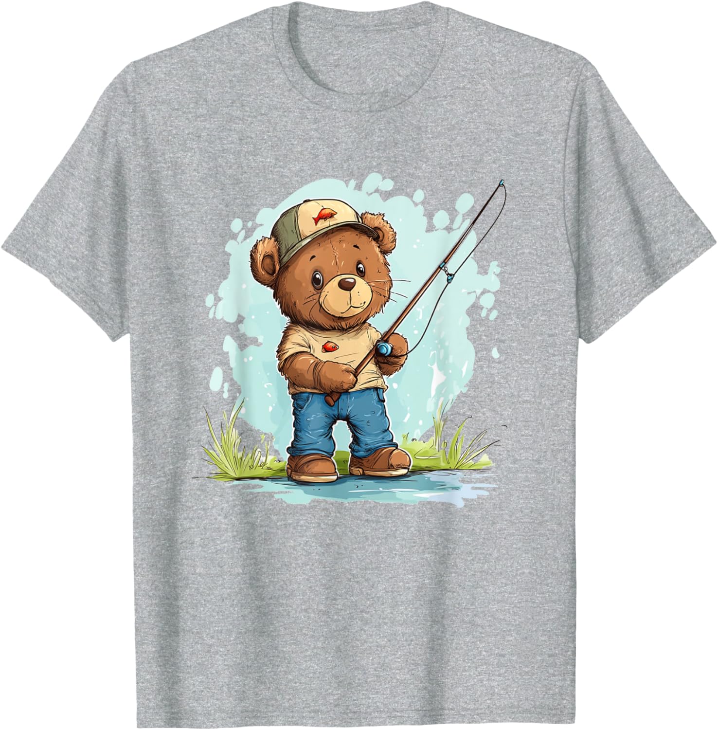 Fishing with Teddy Bear Graphic T-Shirt for Fun Seekers and Adventurers - 26
