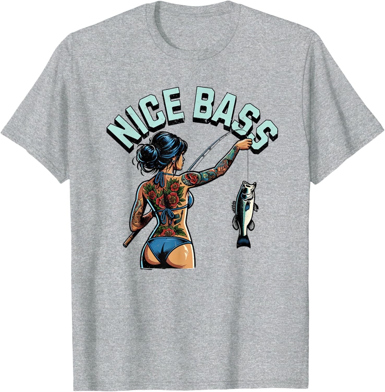 Stylish Bass Fishing Woman in Bikini T-Shirt for Outdoor Enthusiasts - 5