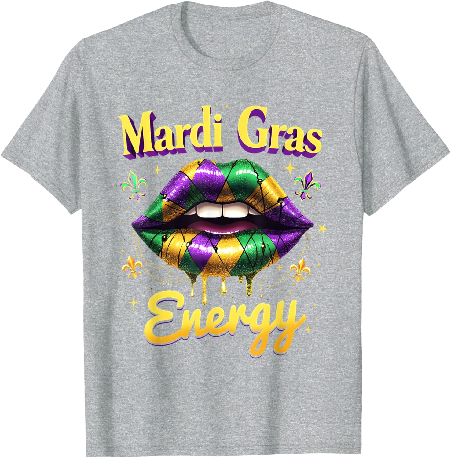 Mardi Gras Energy Carnival Lips T-Shirt New Orleans 2025 Costume Wear - 15