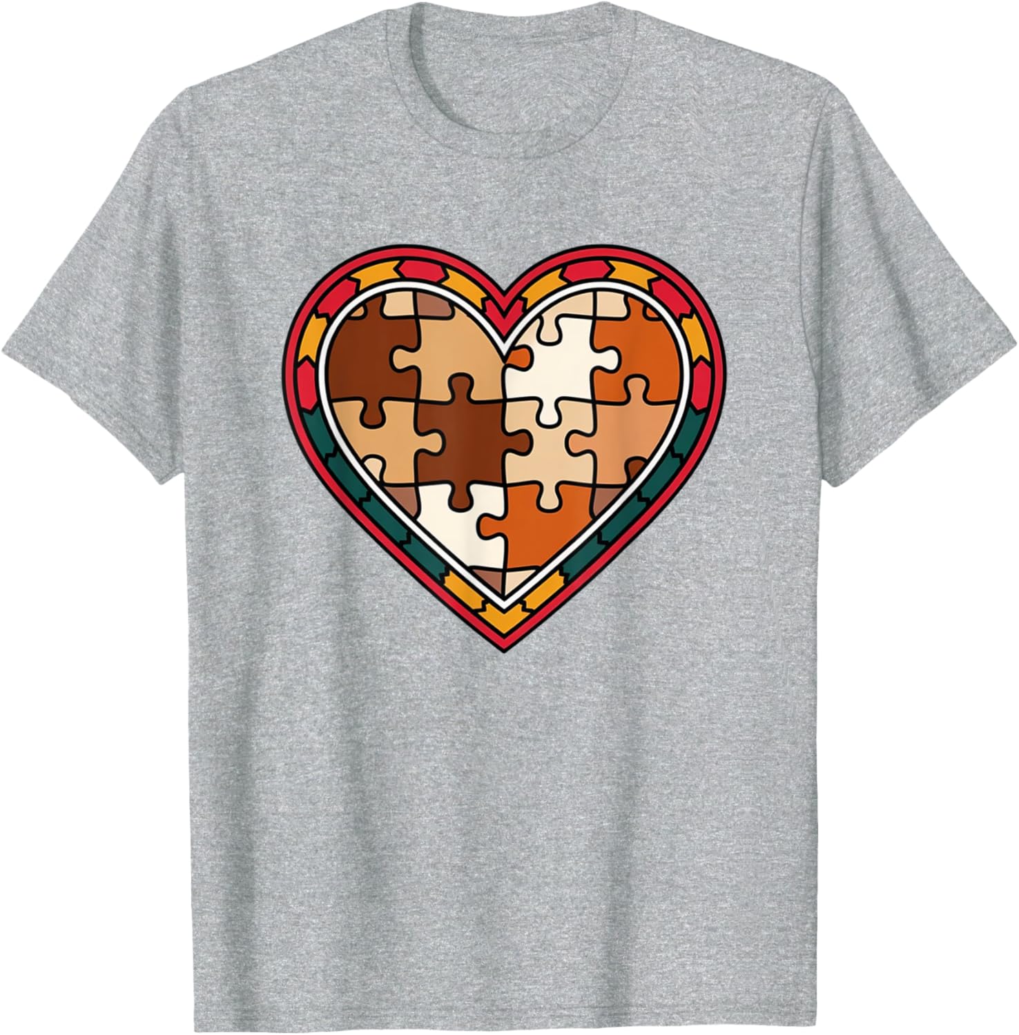 Melanin Heart Puzzle Black History Motivational Afro T-Shirt for All - 7