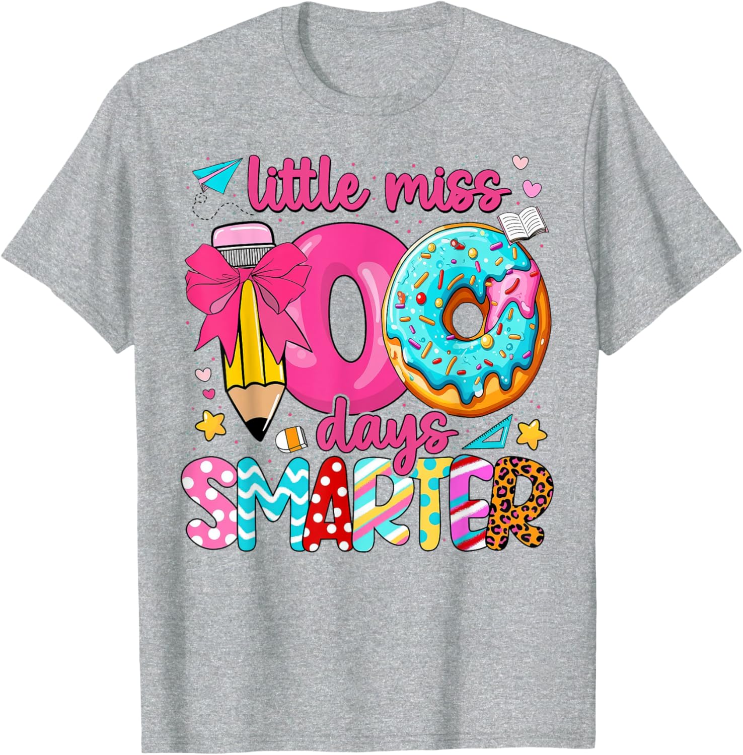 Little Miss 100 Days Smarter Girls T-Shirt for 100th Day of School - 3