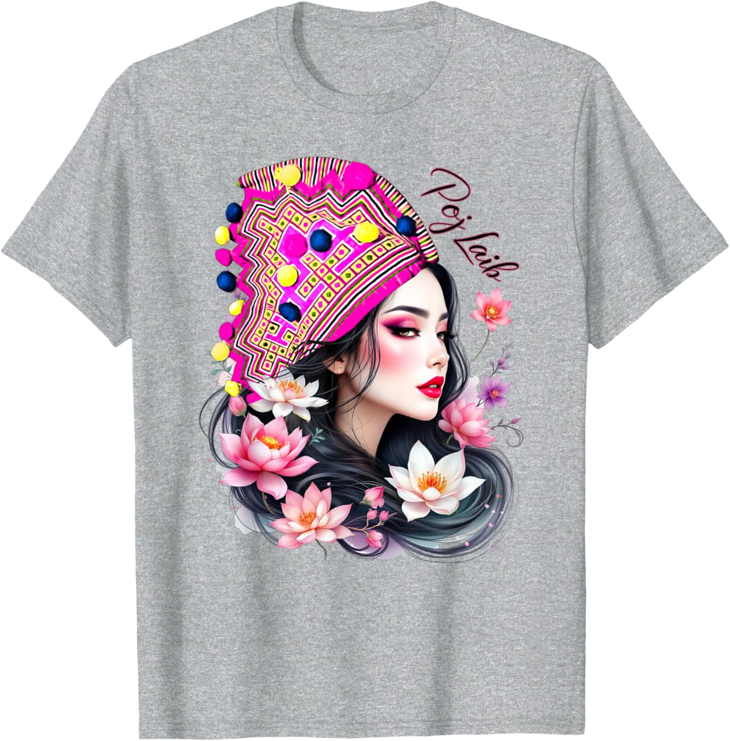 Hmong Proud Floral T-Shirt for Adults and Kids – Lightweight Black Tee - 2