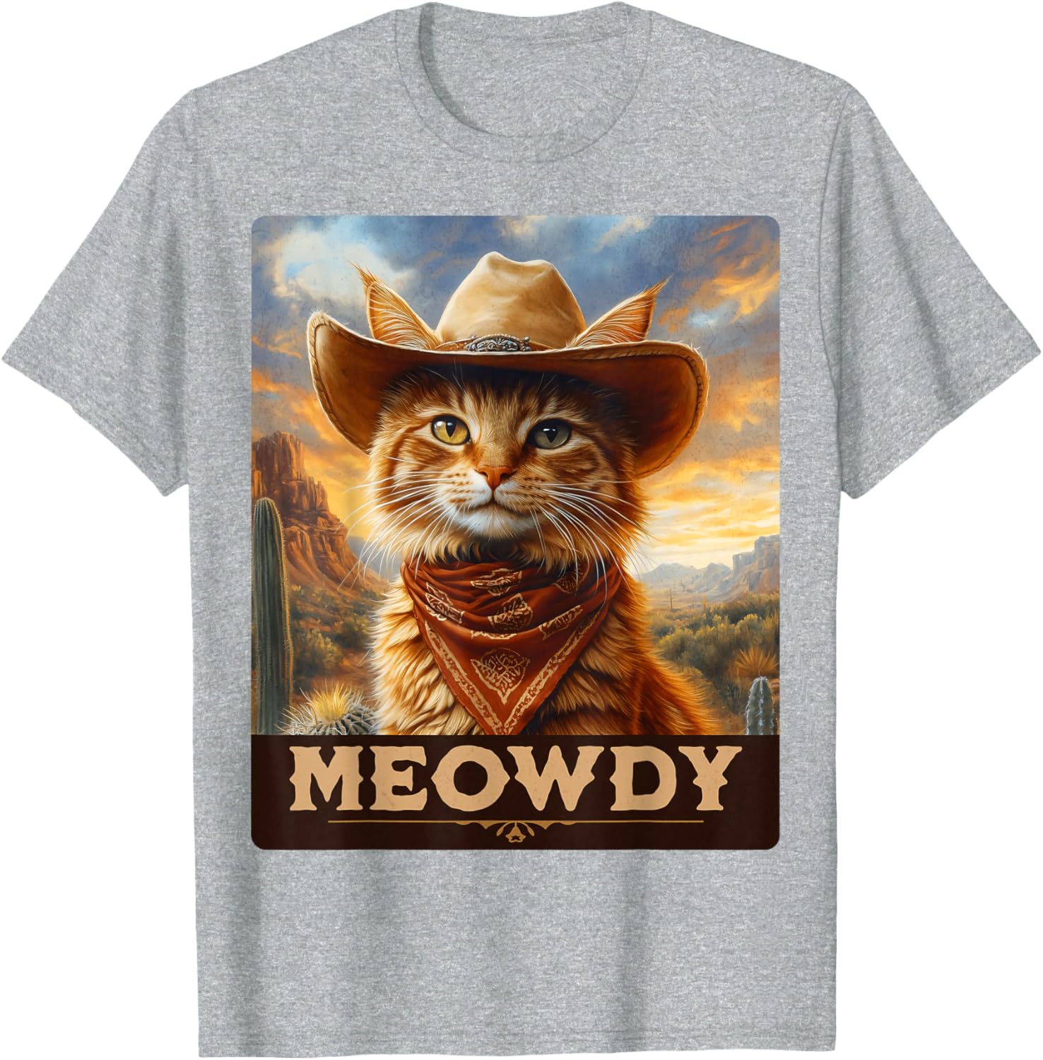 Meowdy Cowboy Cat T-Shirt for Wild West Cat Lovers and Fans - 14