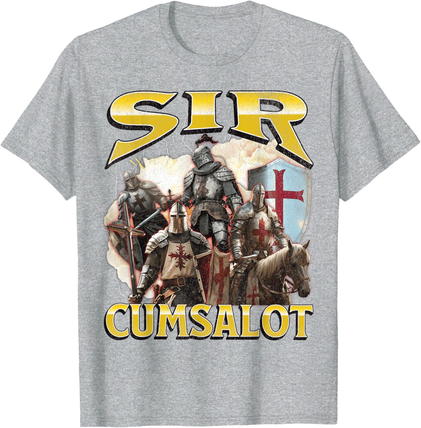Sir Cumsalot Funny Offensive Knight Meme Graphic T-Shirt for Adults - 29