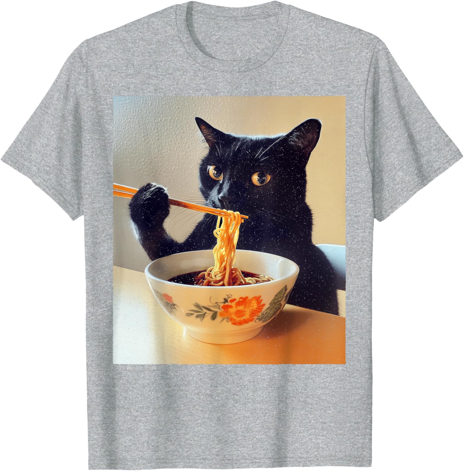 Funny Black Cat Ramen Lover T-Shirt for Noodle Enthusiasts - 29