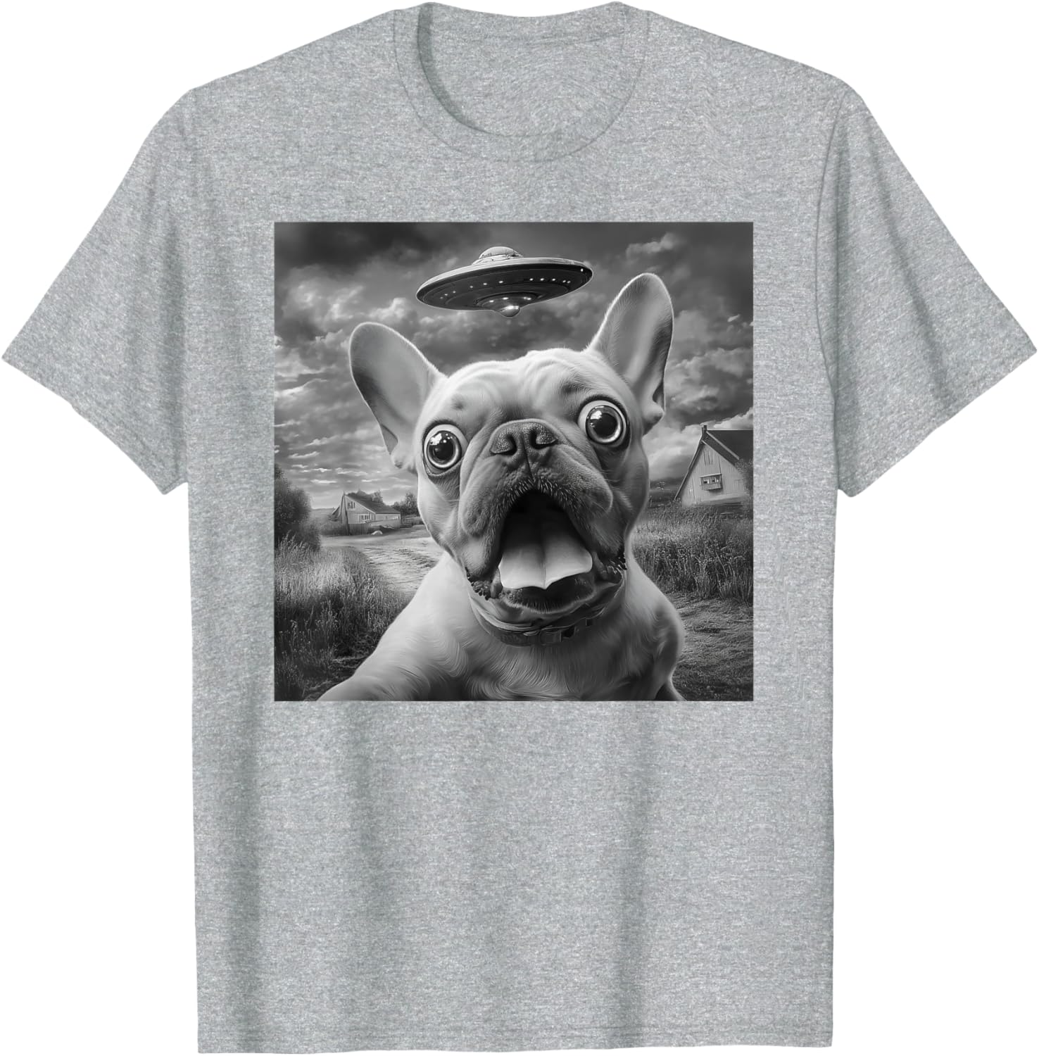 Funny French Bulldog Alien UFO Selfie T-Shirt for Dog Lovers - 6