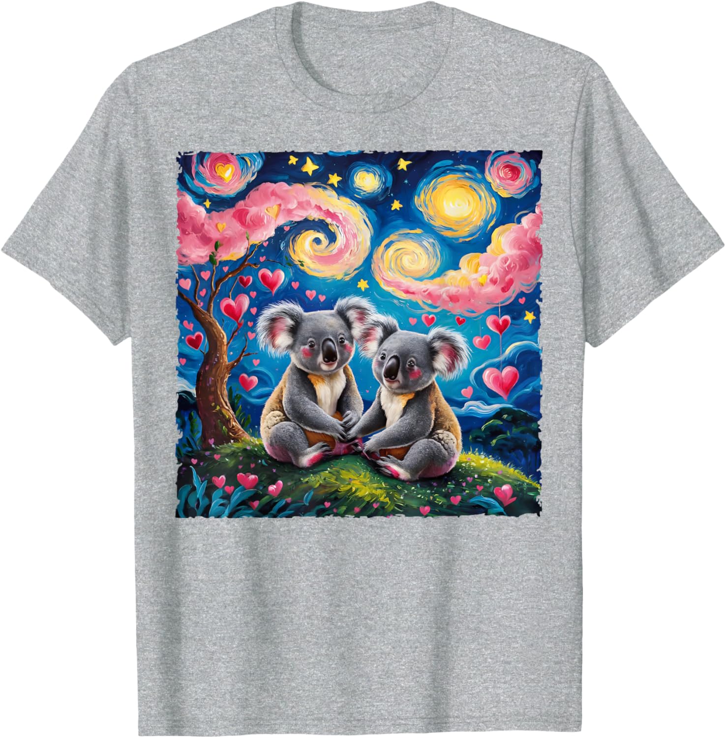 Koala Bear Van Gogh Starry Night T-Shirt for Romantic Couples - 2