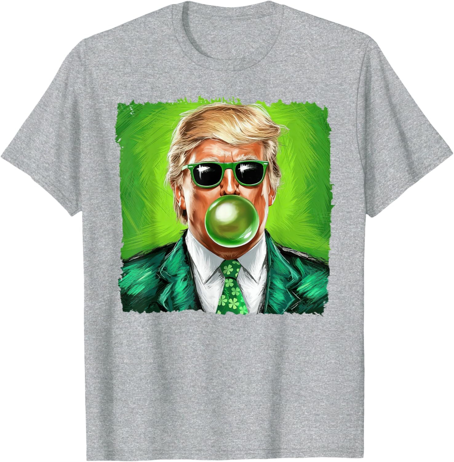 Trump Bubble Gum Sunglasses St. Patrick's Day T-Shirt for Fun Celebrations - 4