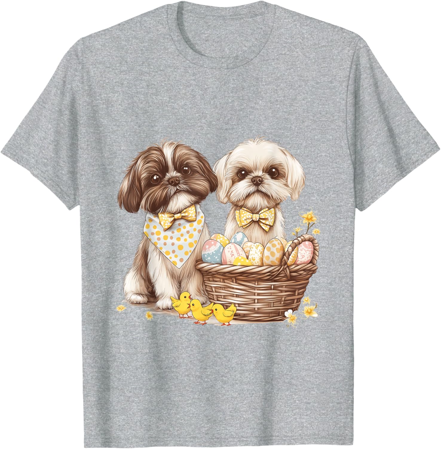 Happy Easter Shih Tzu Dog T-Shirt with Eggs and Chicks for Fun Celebrations - 17