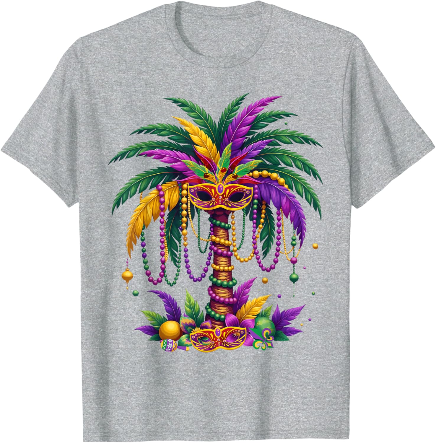 Funny Palm Tree and Beads T-Shirt for Mardi Gras Tropical Parties - 23