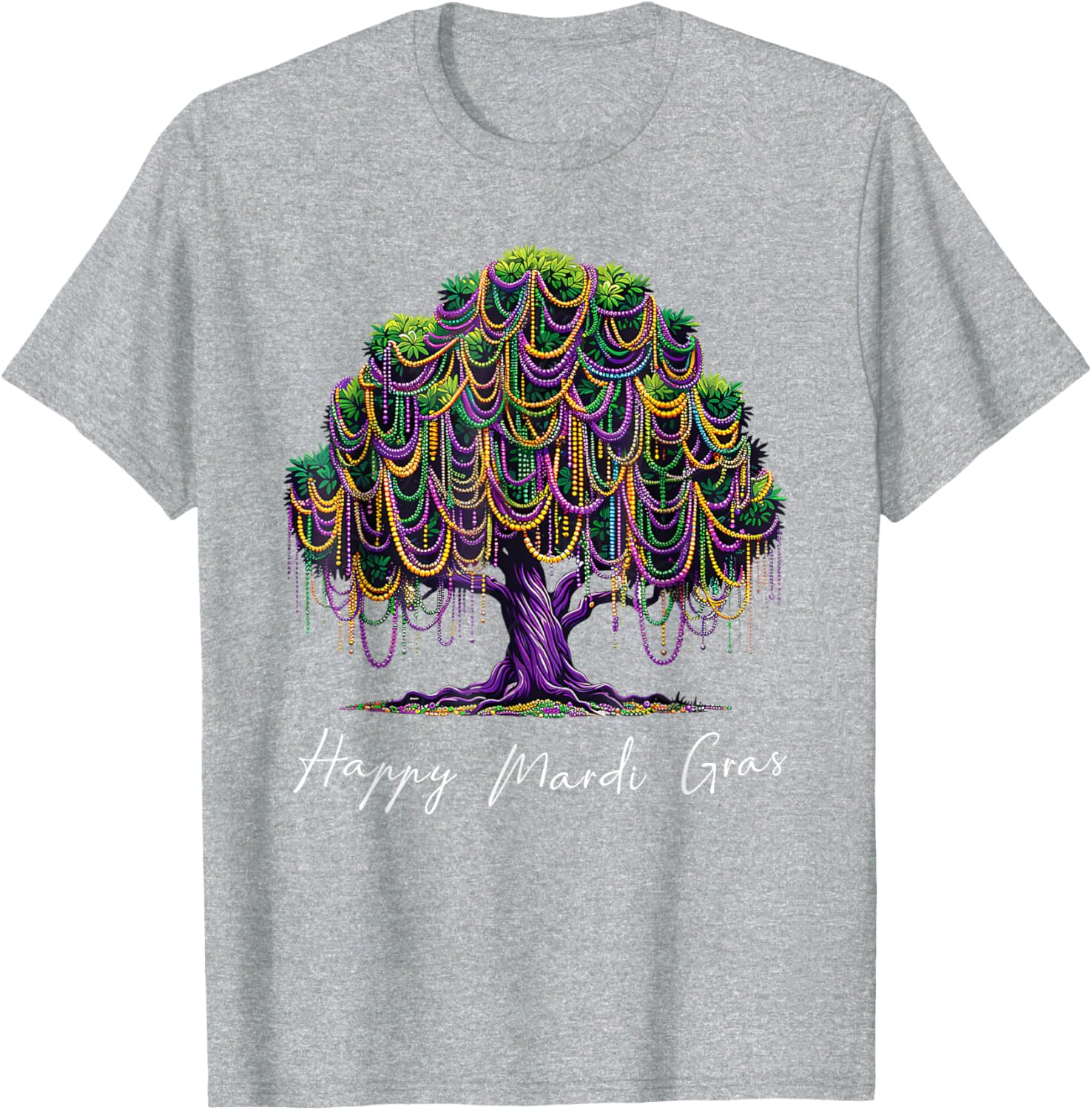 Mardi Gras Tree Beads T-Shirt for Men, Women, and Kids – Fat Tuesday Fun - 27