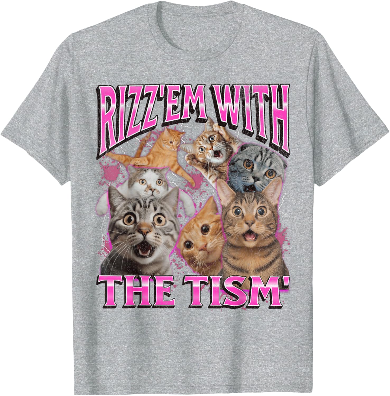 Funny Rizz Em With The Tism Cat Meme Vintage 90s T-Shirt for Men and Women - 9