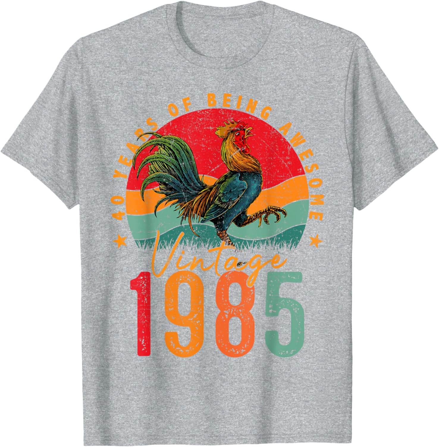 Vintage 1985 Chicken 40th Birthday Mens T-Shirt for 40 Year Old Gifts - 10