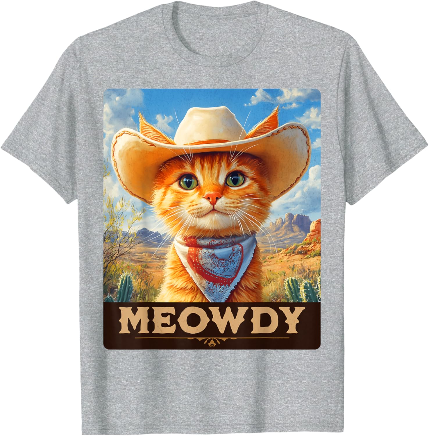 Meowdy Cowboy Cat T-Shirt for Wild West Lovers - Fun Pet Apparel - 4