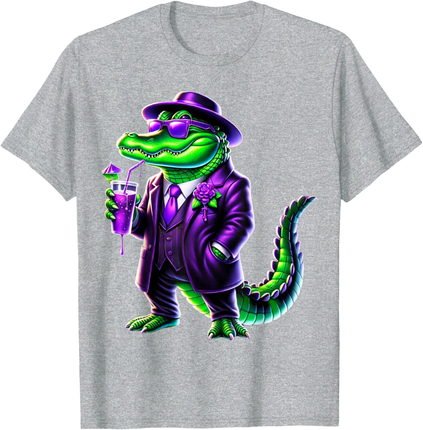 Awesome Unisex Mardi Gras T-Shirt Black Cartoon Pattern Small Crew Neck - 12