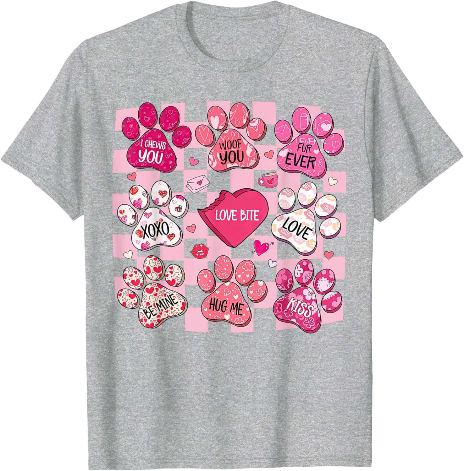 Cute Dog Paw Heart T-Shirt for Valentine's Day - Perfect Gift for Dog Lovers - 28