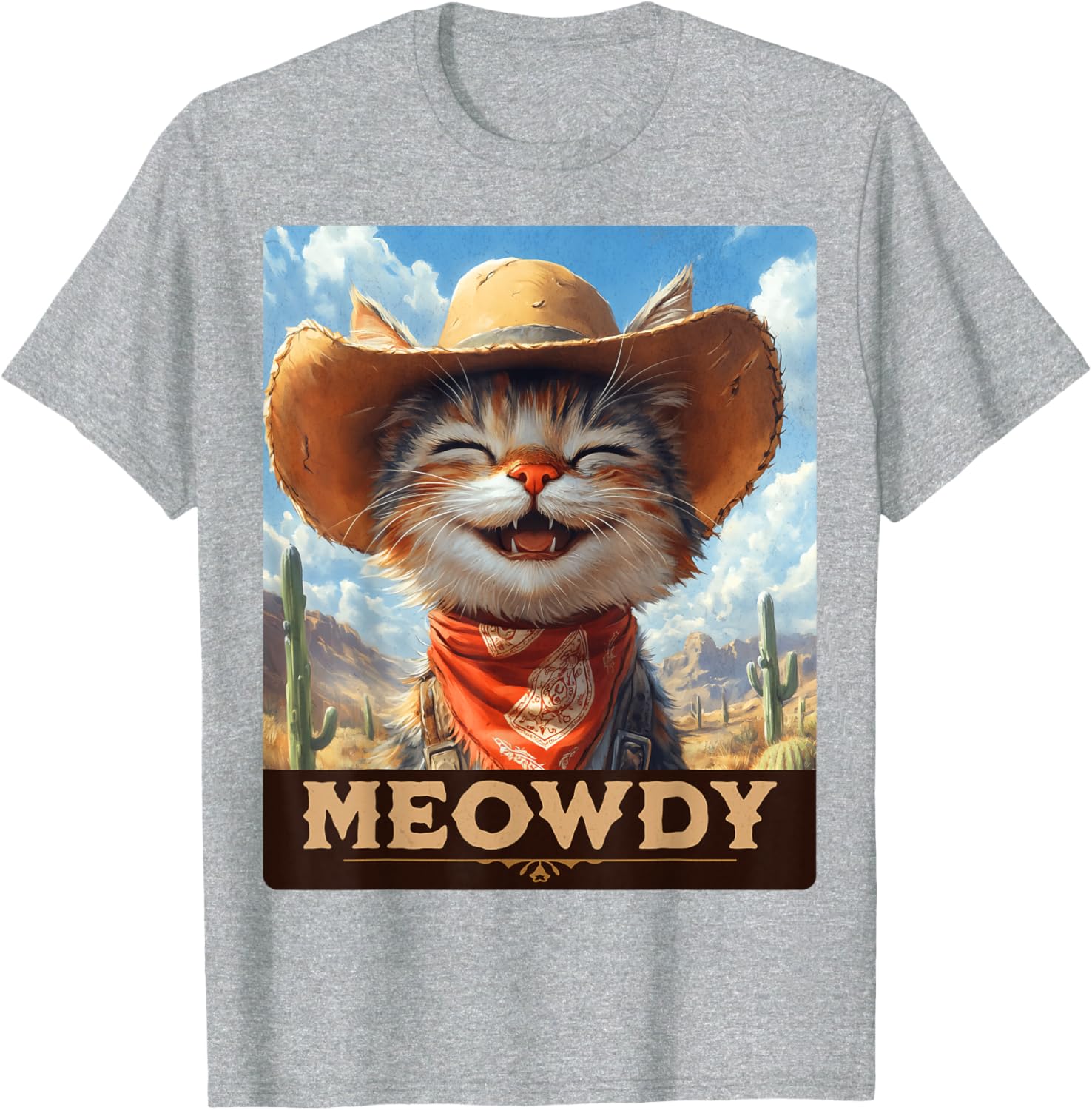 Meowdy Cowboy Cat T-Shirt - Wild West Feline Fun for Cat Lovers - 2