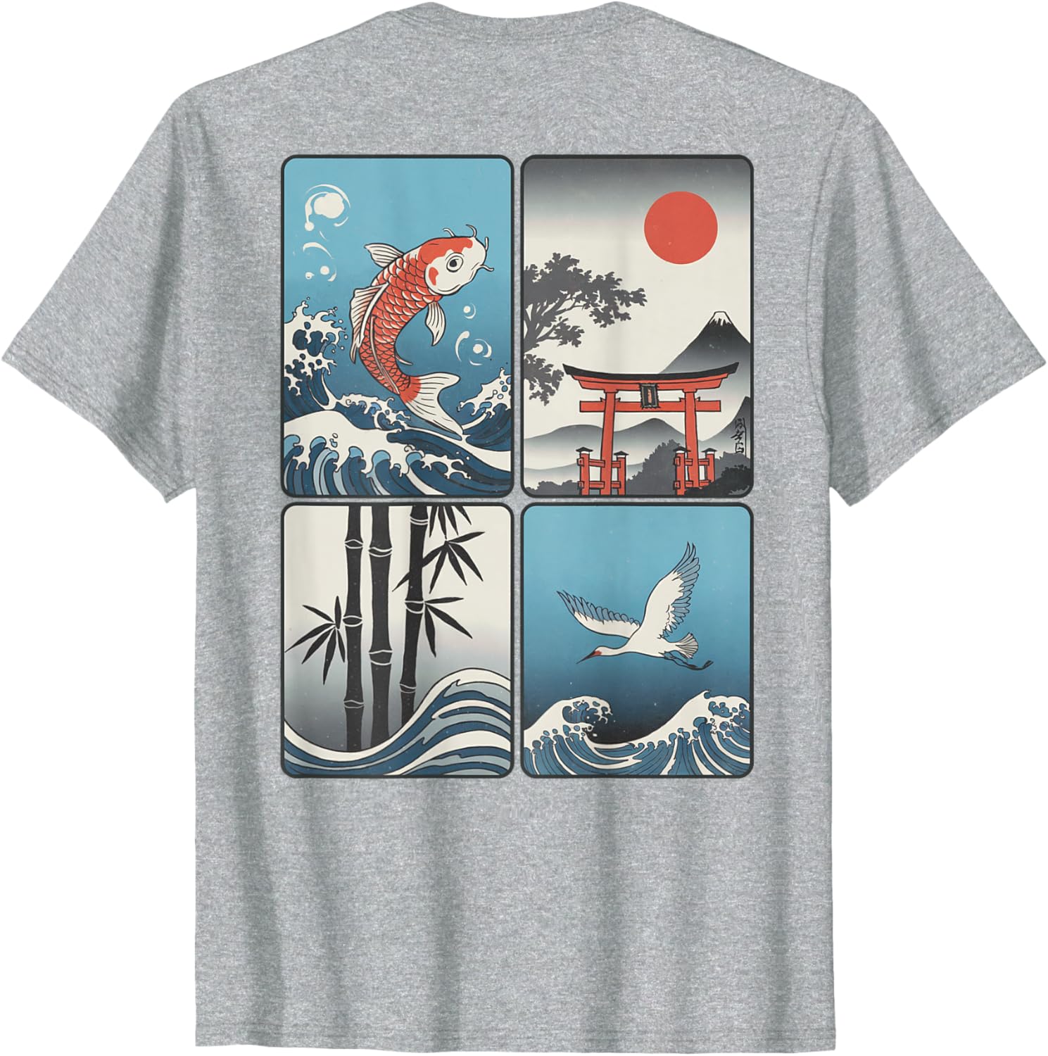 Japanese Koi Fish Great Wave Kanagawa T-Shirt with Kanji Design - 4